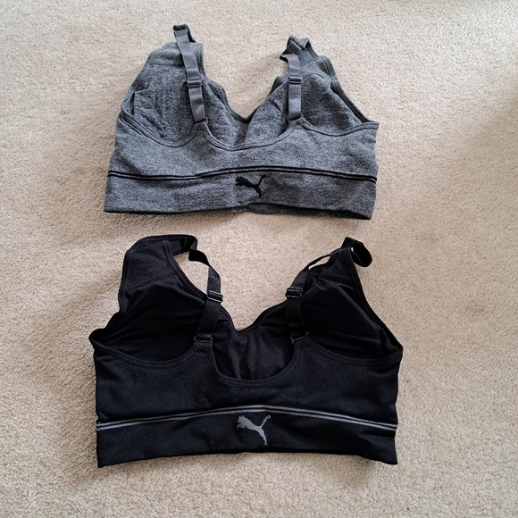 New! Puma 2 pack Seamless Sports Bras Medium Grey Black Convertible NWT - Picture 4 of 13